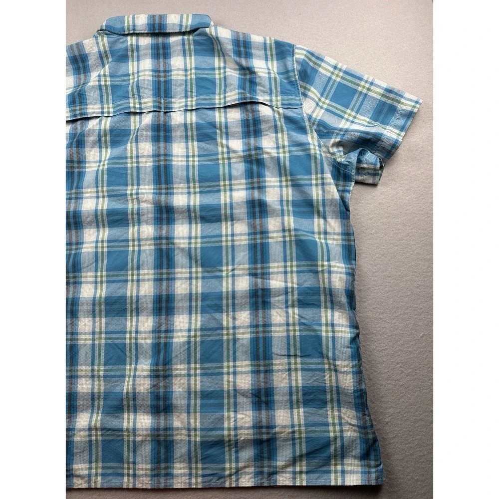 The North Face Button Down Shirt Mens XL Blue Fast Dry Mesh Vented Short Sleeve